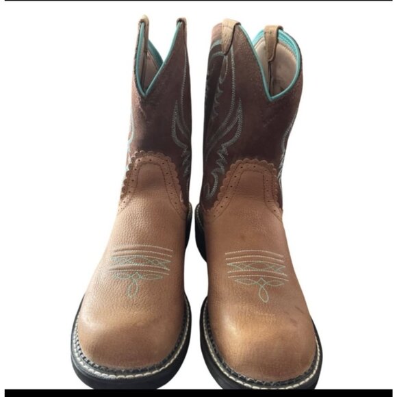 Ariat Fatbaby Leather Cowgirl Western Boots Women's 10 B Blue /Brown - Picture 5 of 10